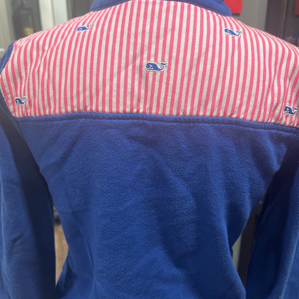 Vineyard Vines Girls Blue Quarter-Zip Pullover - Picture 3 of 3